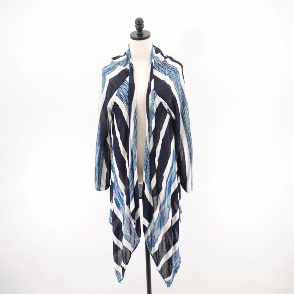 Jones New York Lightweight Open Sheer Gauze Cardigan Cover Up Teal Black 2X